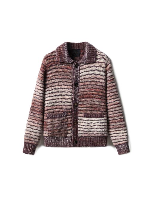 Camicia in maglia jacquard sfumata Roberto Collina Roberto Collina | 253M46005M4605 MALVA/ECRU